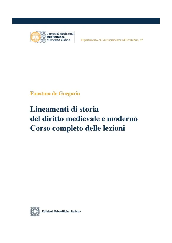 De Gregorio Lineamenti di Storia del Diritto Medievale e Moderno 2024