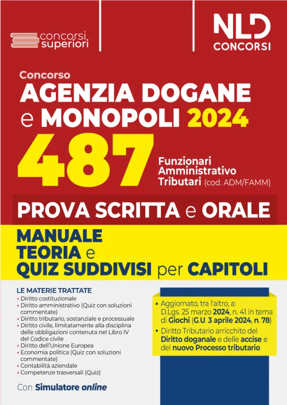 CONCORSO 487 posti Agenzia delle DOGANE prova scritta 2024