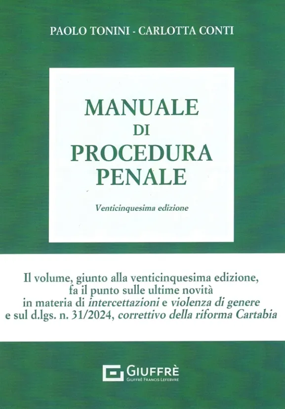 Tonini Manuale Procedura Penale 2024 | Libreria Giuridica Online