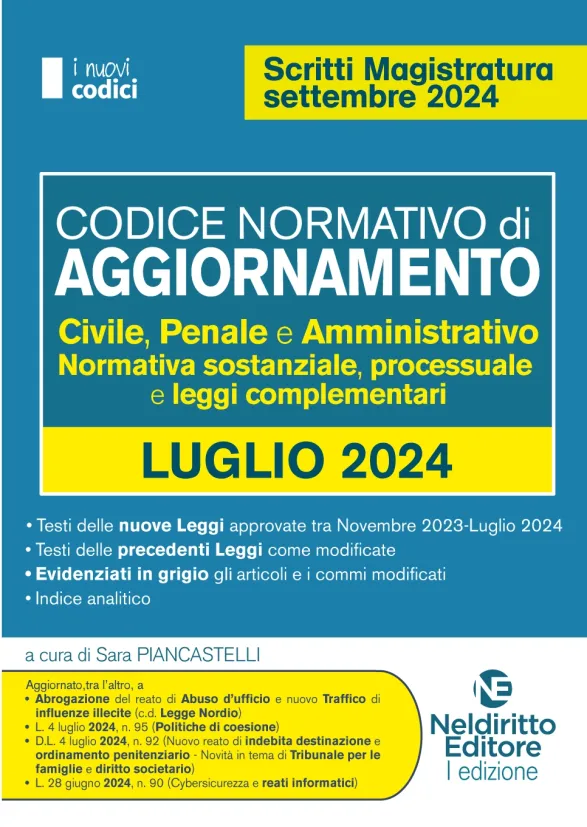 Concorso Magistratura Codice Normativo di aggiornamento Luglio 2024