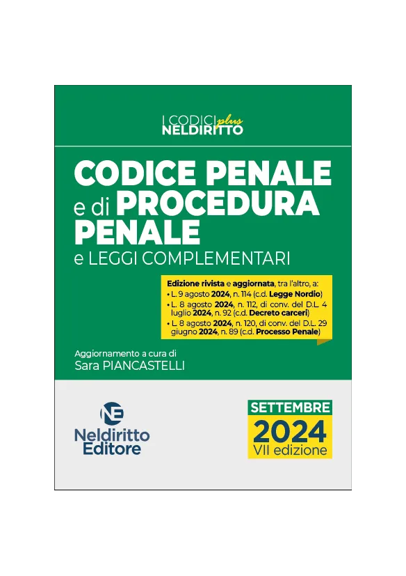 Codice Penale e di Procedura Penale settembre 2024 | Libreria Giuridica Online